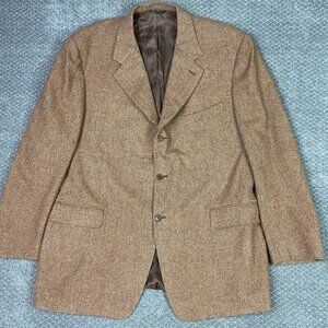Canali Herringbone Tweed Blazer Suit Sport Coat Men's 50R Euro 60R Brown Wool